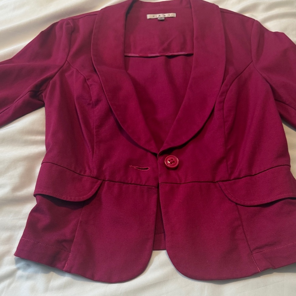 CAbi Raspberry Shawl-Collar Single-Button Blazer